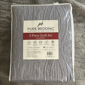 Pure Bedding Gray 3-Piece Quilt Set